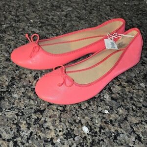 Old Navy Pink Ballet Flats with Bow and Rounded Toe